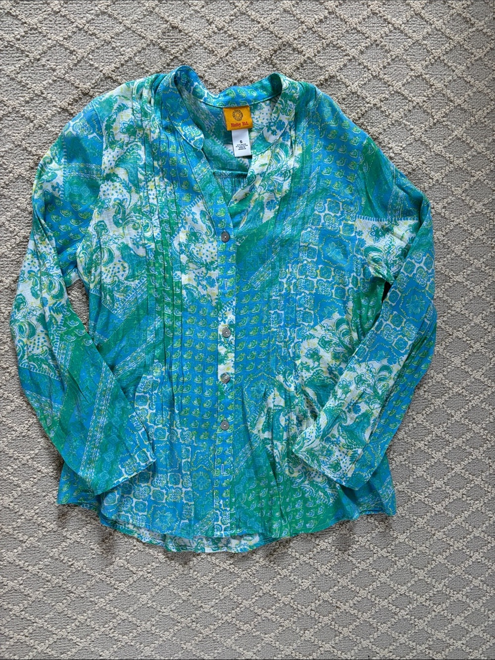 Ruby Rd Printed Button-Up Tunic Blouse